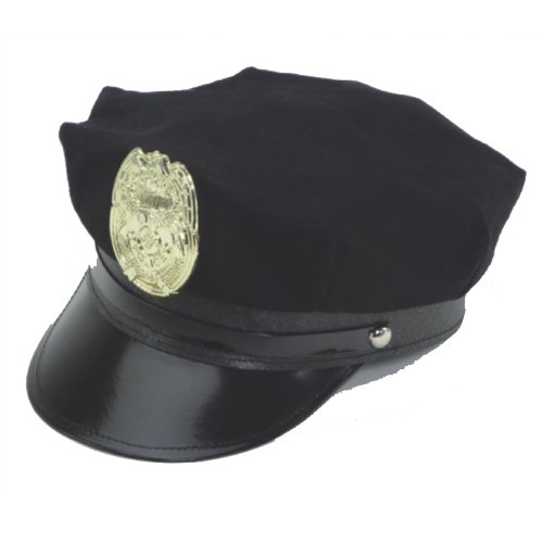 Jacobson Hat Company Police Hat with Bright Gold Plastic Badge - Black ...