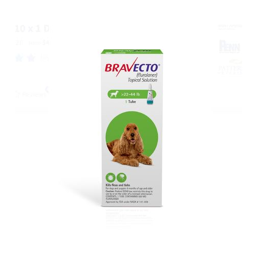 BRAVECTO Topical Solution For Dogs  22-44 lbs lbs, 1 Tube Green